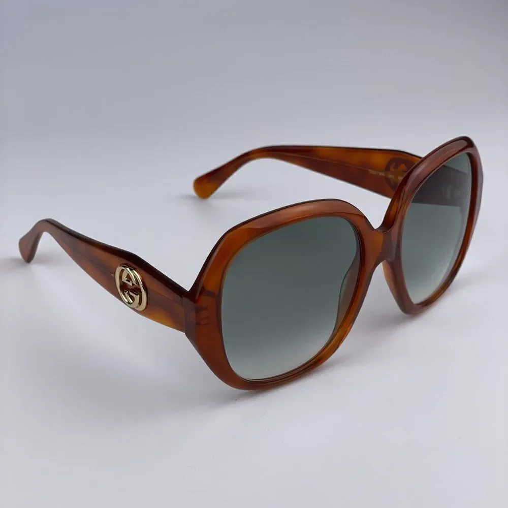 SALE! NEW GUCCI LOGO GG0796S 003 Havana Gray Gradient Geometric Women Sunglasses